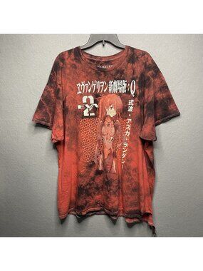 Neon Genesis Evangelion Asuka Red Tie-Dye T-Shirt X-Large Anime Graphic Tee